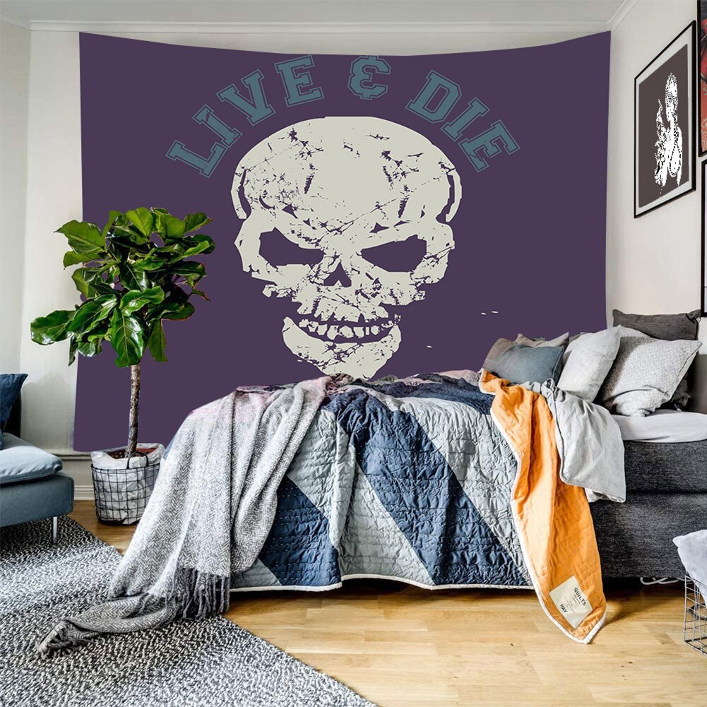 ¡Novedad de ! Alfombra colgante para pared de Halloween, tela decorativa con estampado de Calavera, tapiz para pared del hogar, funda para decoración del hogar de 95x73cm: 7