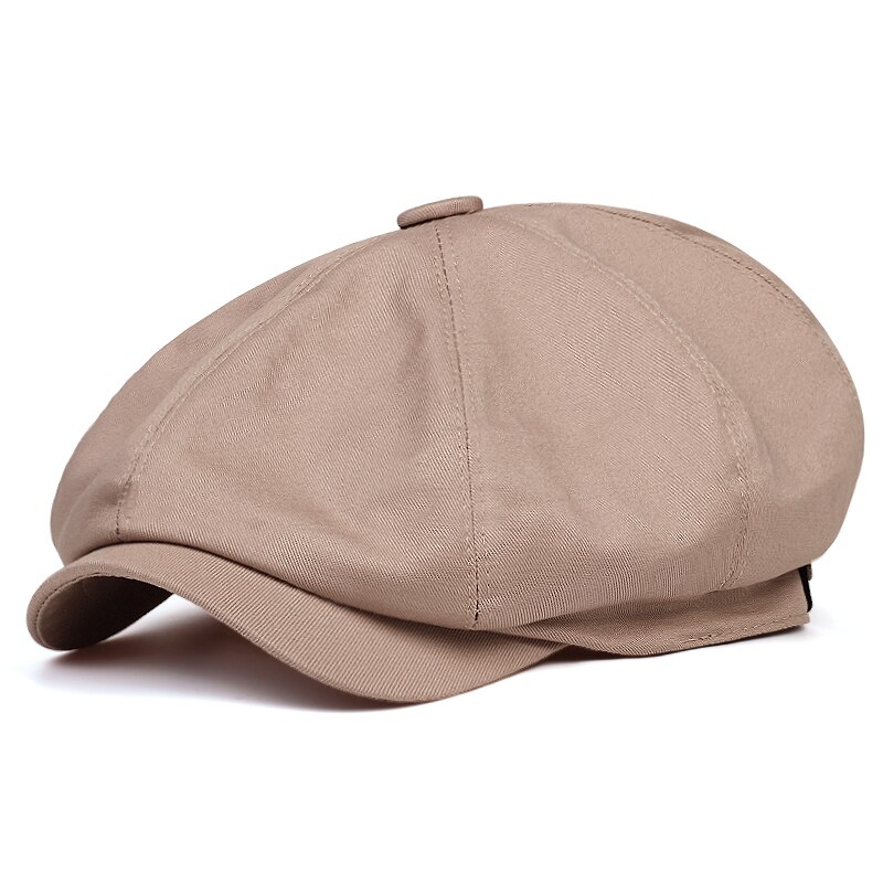 Sombrero octogonal de algodón para hombre, gorro de sarga octogonal de color caqui, boinas cálidas de para vendedor de periódicos, novedad de