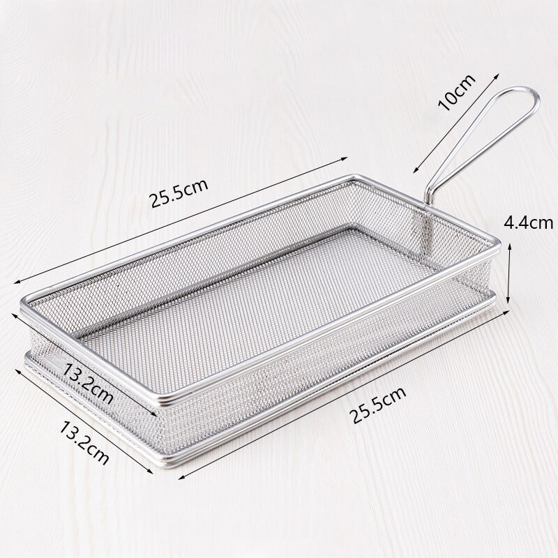 Friteuse Mand Netto Screen Franse Fry Frame Vierkante Filter Netto Versleutelen Vergiet Zeef Frituurmand Rvs Accessoires: 5