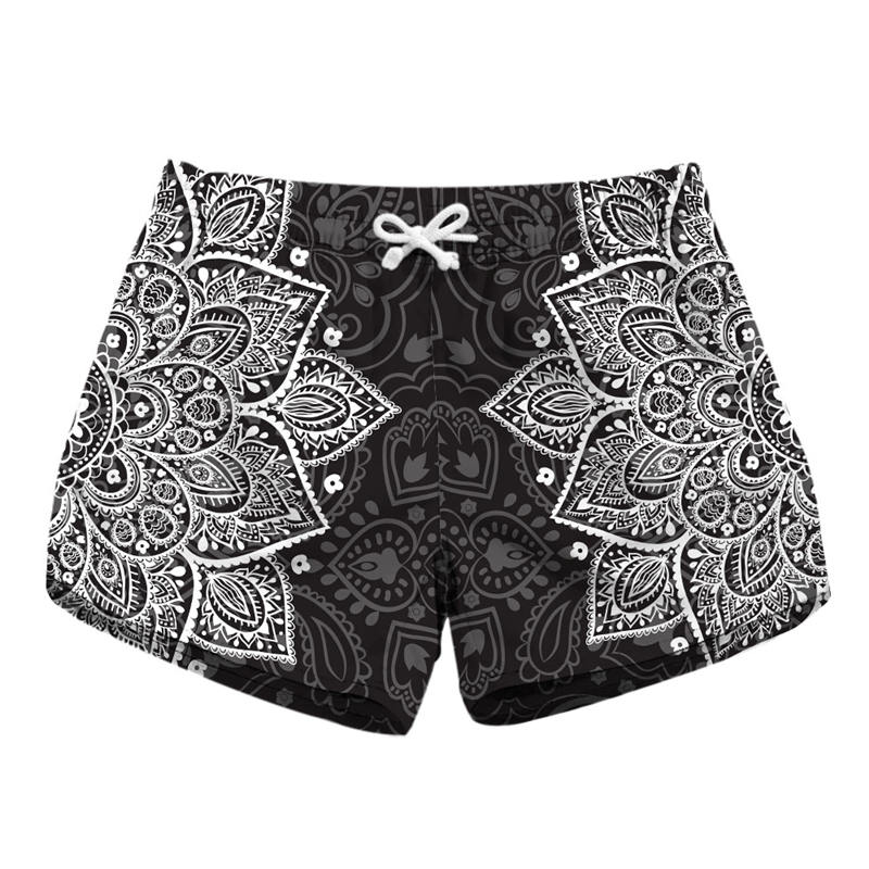 Pantalones cortos de playa para mujer, Mini Pantalón deportivo para agua, estampado geométrico, para surfear, con cordón, tabla de Surf de viaje femenina: Lbp-60446 / XL