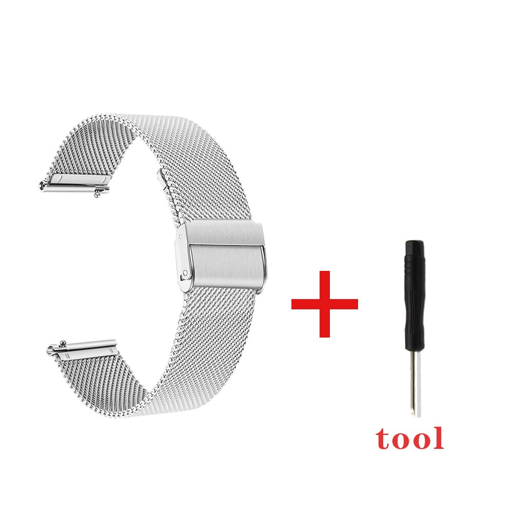 20 22mm bånd til samsung galaxy ur 46mm/42mm/ aktive 2 gear  s3 frontier/huawei ur  gt 2e/2/ amazfit bip/gts rem urrem: Sølv / 22mm