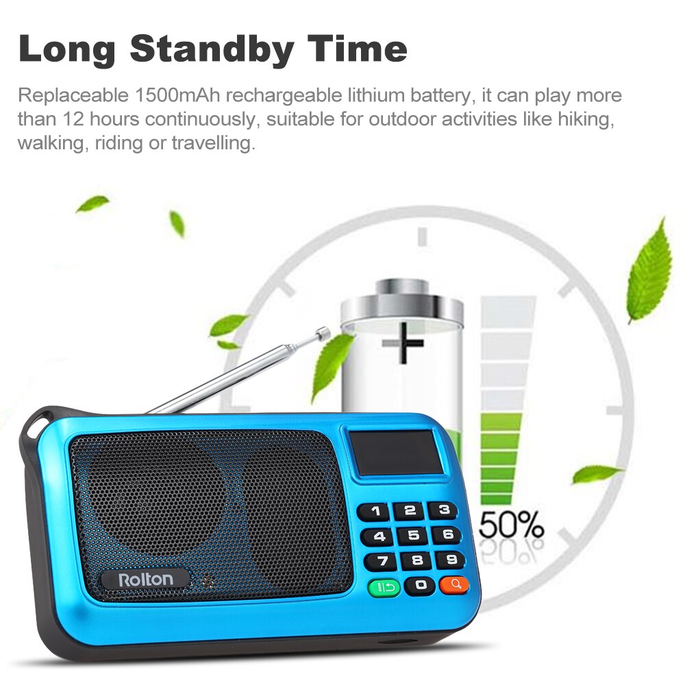 FM Digital Radio Portable USB Computer Speaker HiFi Stereo Receiver Flashlight LED Display Support TF Music Play