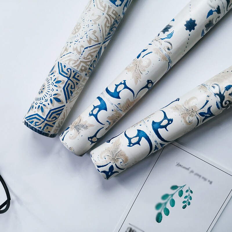 Blå mosaik mønster tapeter køkken badeværelse vandtæt wallsticker boligindretning aftagelig vinyl pvc selvklæbende tapet