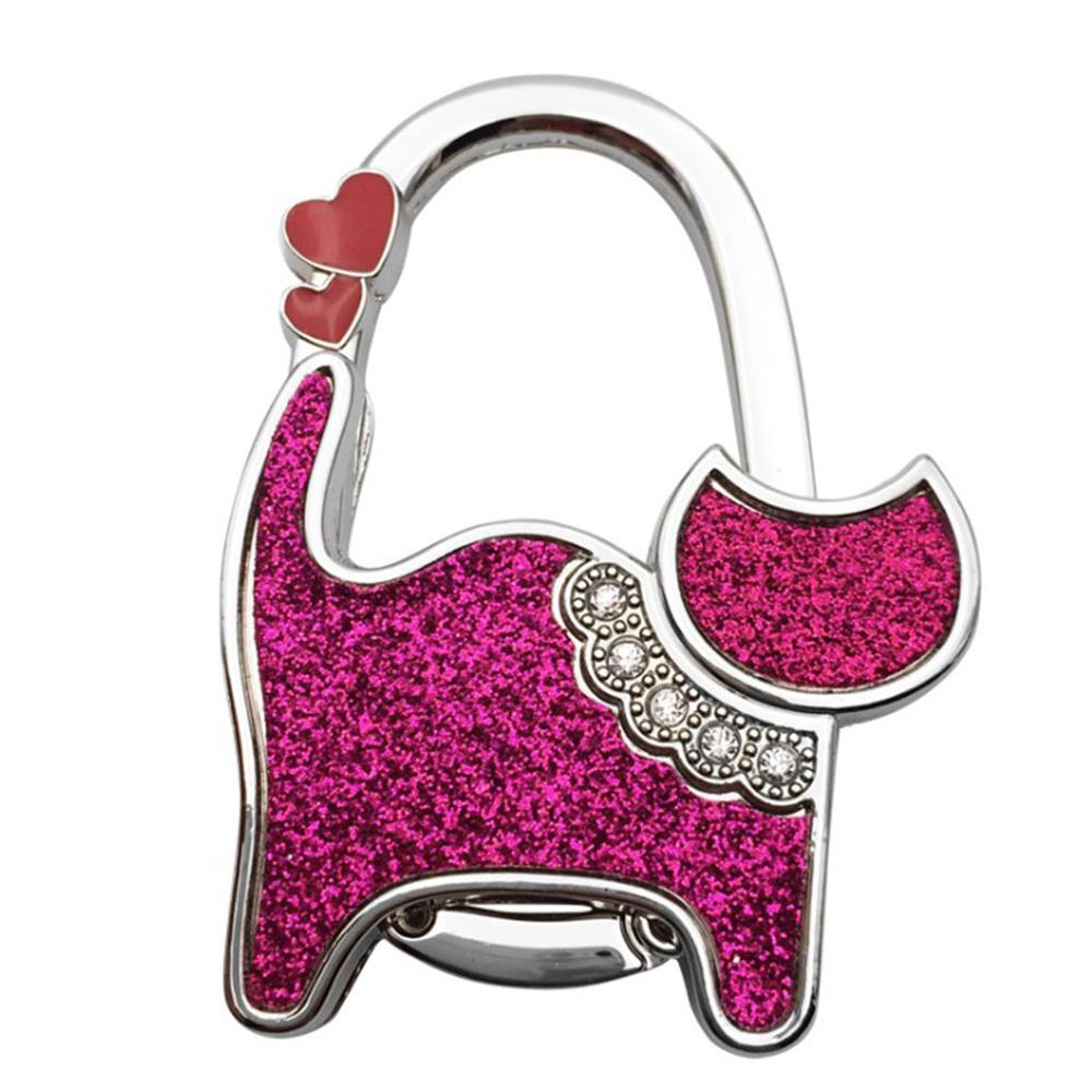 Tragbare Folding Handtasche Haken Halter Geldbörse Kleiderbügel Tisch Rand Hängen Haken für Handtasche Dekoration Frauen Tasche Veranstalter: Rose Red