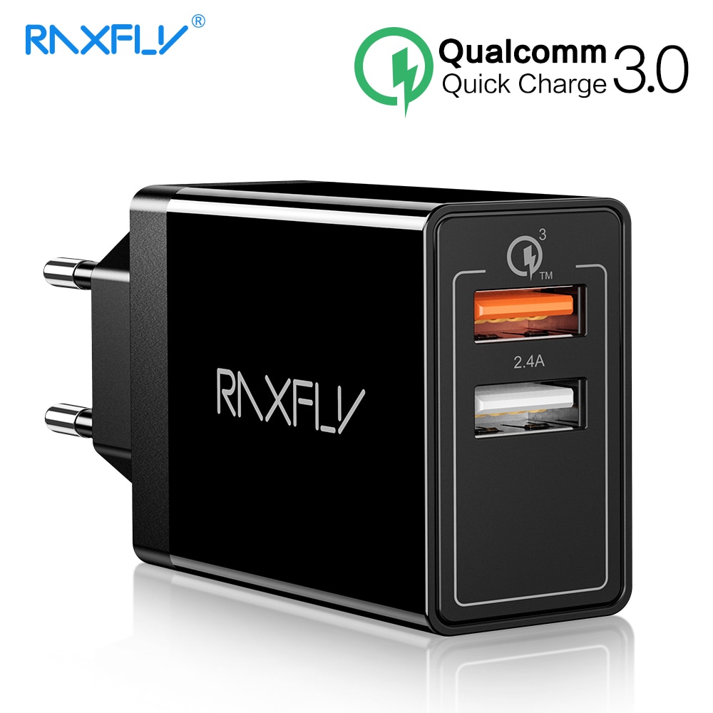 RAXFLY 30W QC3.0 USB Fast Charger Carica Rapida 3.0 Dual USB Caricatore Del Telefono Per il iPhone X XR Samsung Huawei xiaomi Adattatore di Ricarica