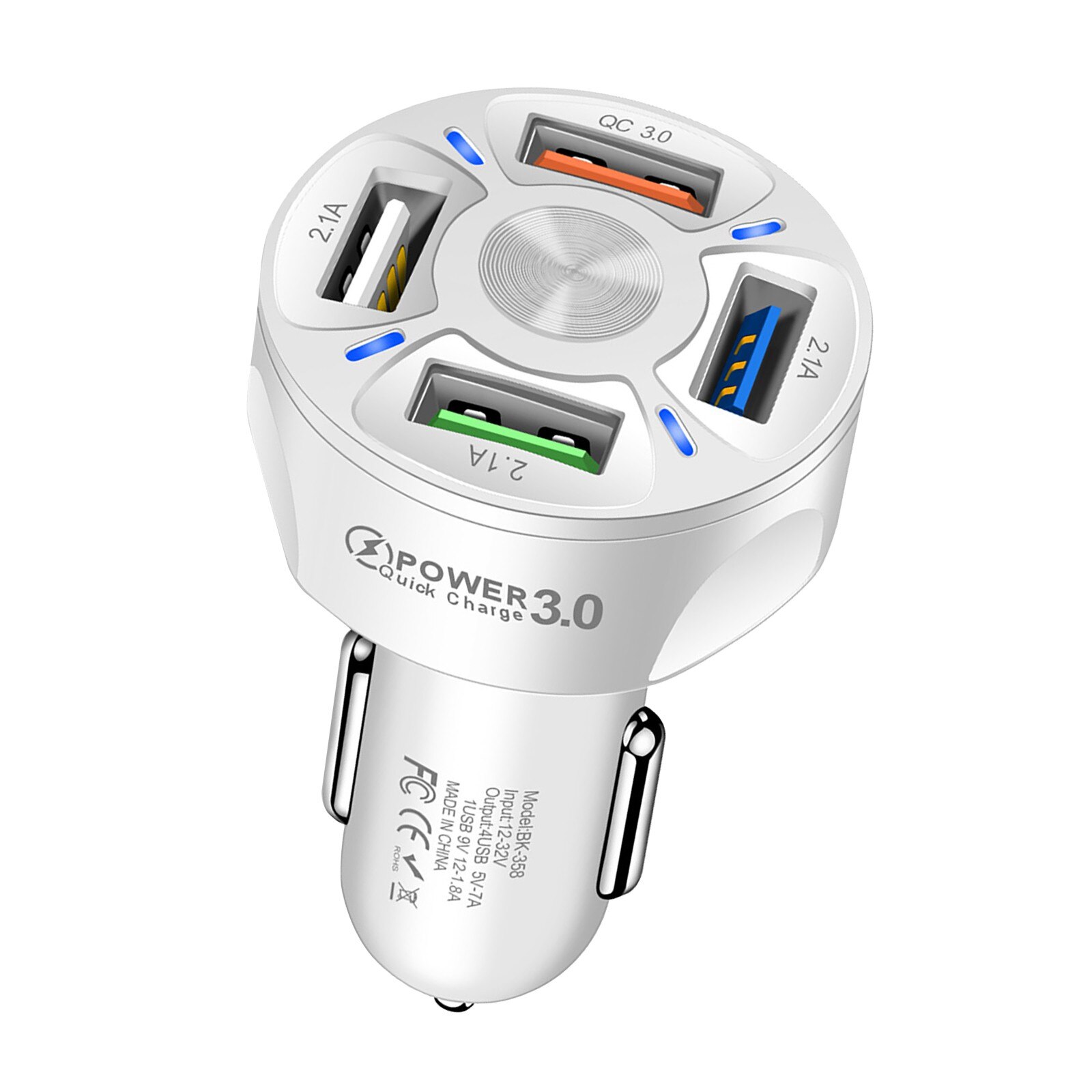 Chargeur de voiture USB QC 3.0 Adaptateur Allume-cigare LED Voltmètre De Voiture Universel Chargeur Rapide Adaptateur 3A 4USB Port: Default Title