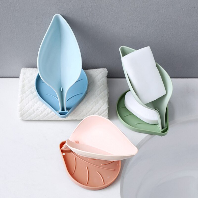 Porta sapone Doccia Scatola Di Immagazzinaggio di Sapone Accessori per il Bagno di Scarico Vassoio Cremagliera Pugno libero di Drenaggio Scatola di Plastica pasta Mensola A Muro Foglia