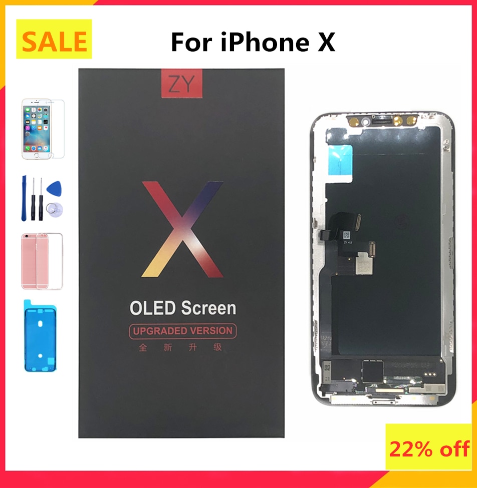 100% test ZY JK GX PK wyświetlacz LCD Pantalla dla iphoneX ekran OLED wyświetlacz LCD ekran dotykowy Digitizer zgromadzenie dla iPhone X LCDs