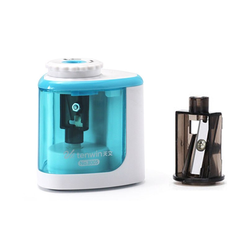 Automatic Electric Pencil Sharpener Portable Auto Student Stationery Rotary Pencil Sharpener for Classroom Home Office Supplies: Blue and 1Pc blade
