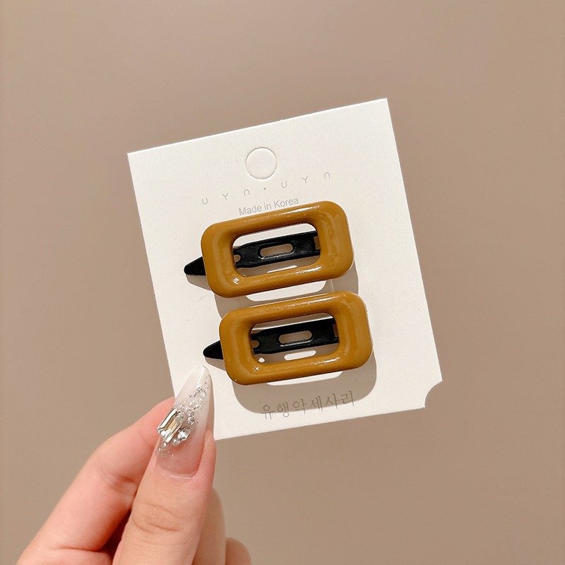 2Pcs Korean Style Hair Clips Simple All Match Light Weight Hairpin Morandi Color Square Hair Barrettes Girl Hair Accessories: Pink