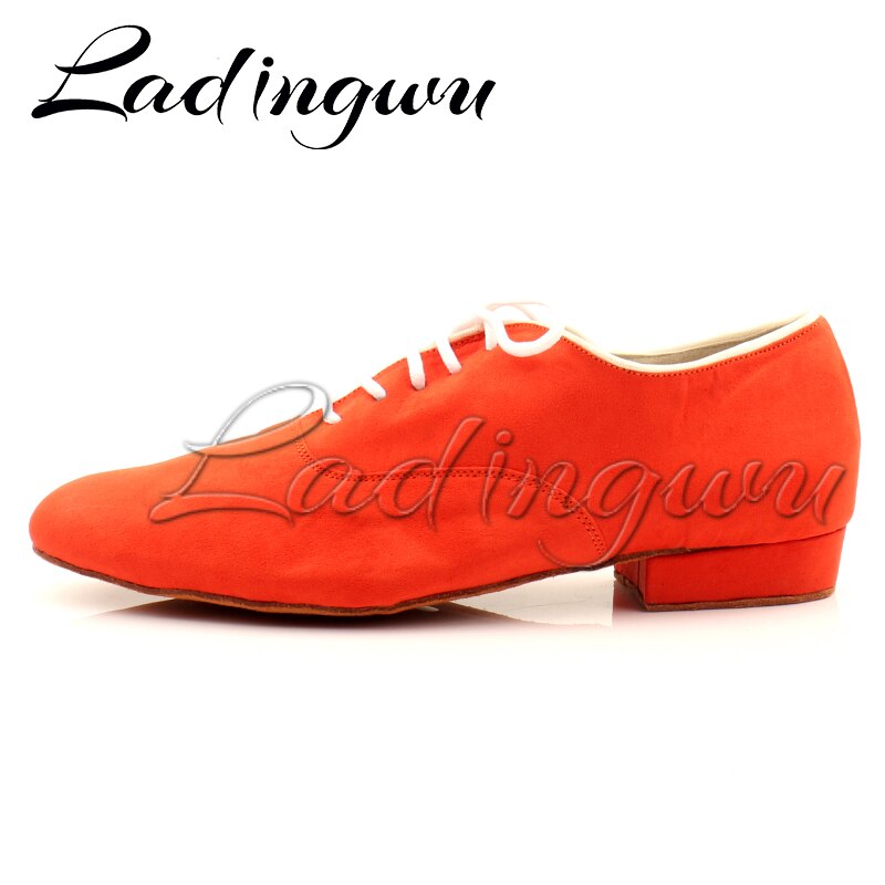 Ladingwu-zapatos de baile de salón para hombre, calzado moderno de ante rojo, zapatos de baile latino,