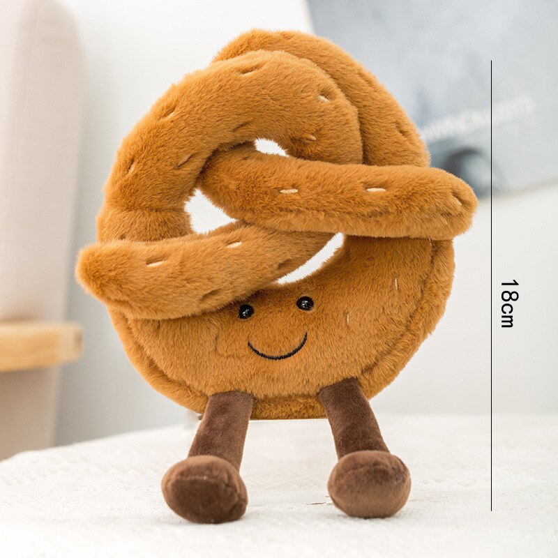 Jouet à mâcher en peluche pour chien, Croissant de Toast, interactif, mignon, résistant aux morsures, molaires, petit et grand gabarit: Pretzel-large