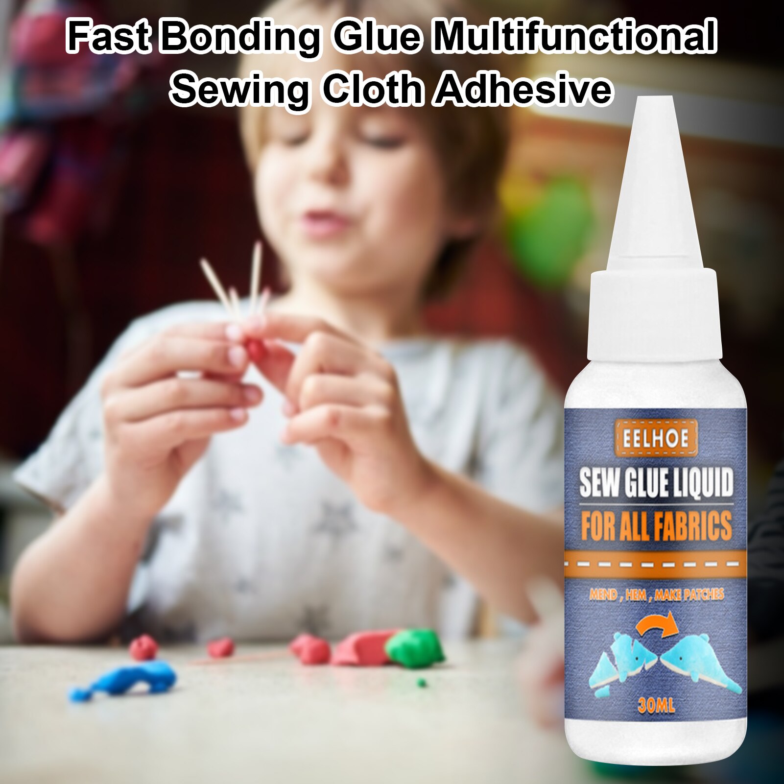 Fast Bonding Glue Multifunctional Sewing Cloth Adhesive Easy to Use Needle-free Wireless Dry, non-toxic and versatile