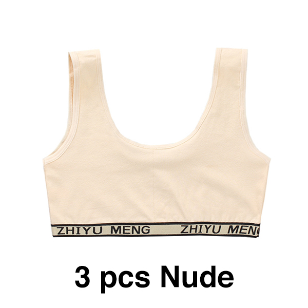 Dolescente – soutien-gorge Double couche avec lettres de soins du sein pour enfants, sous-vêtements de Sport pour adolescentes de 6 à 12 ans, 3 pièces: 005