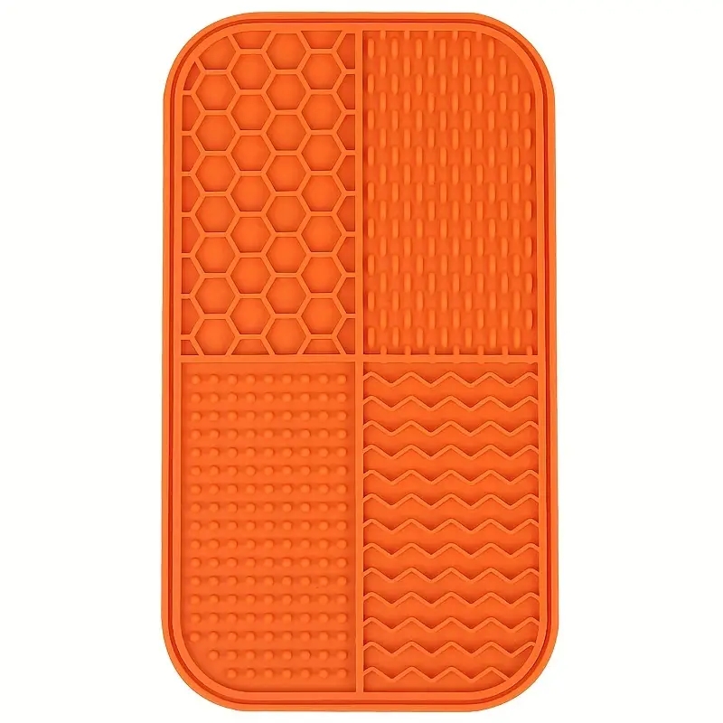 Suministros para mascotas Almohadilla para lamer comida lenta de silicona Alivio de la ansiedad Estera para lamer para perros y gatos - Reduce el aburrimiento y promover la calma: naranja