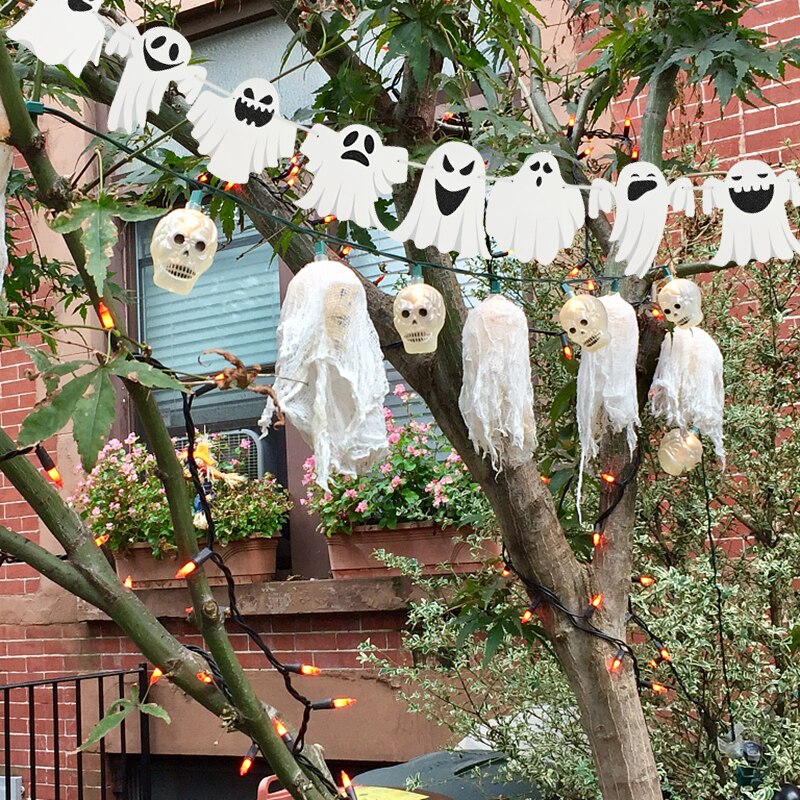 Halloween dekoration tegneserie kat stjerne flagermus heks græskar brev glad halloween banner bunting flag halloween fest hængende indretning