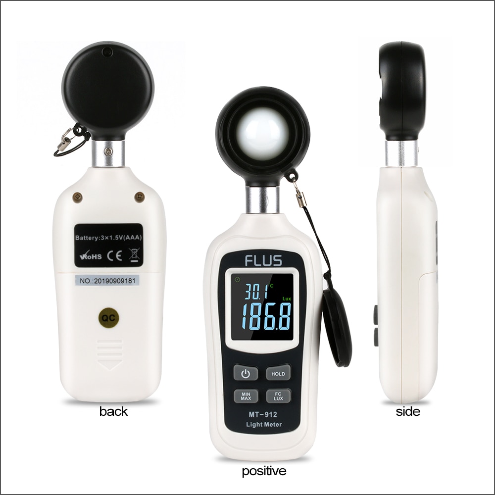 FLUS Digital Light Luxmeter Meter Temperature 0-20000 Lux Illuminometer Luminometer Photometer Lux/FC Tester Light Meter