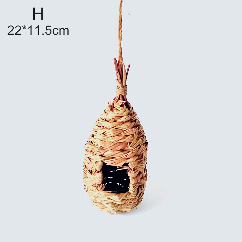 Birds Nest Hand-knitted Gourd Bird House Natural Grass Egg House Outdoor Gardening Decoration Pet Bird Nest Supplies: H