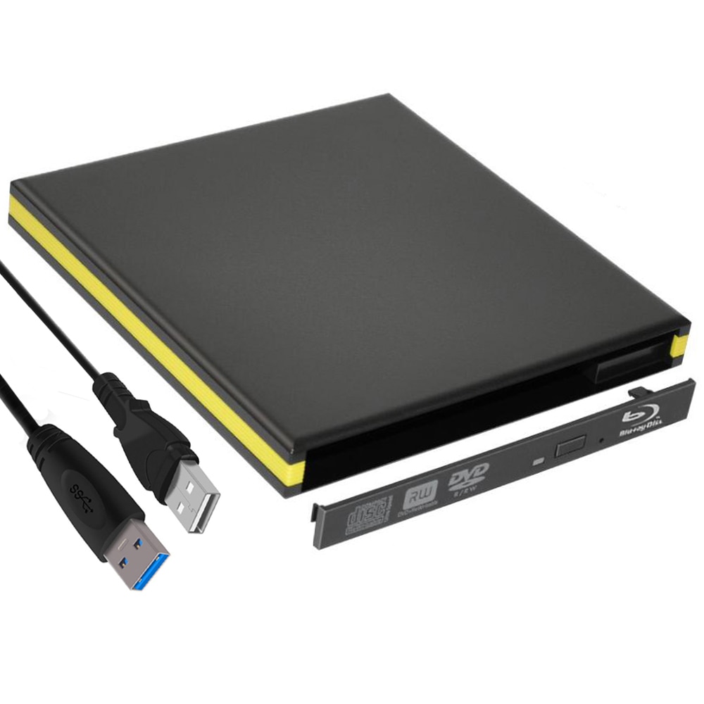 Ekstern cd/dvd rw blu-ray kabinet usb 3.0 etui 12.7mm sata optisk drev etui til bærbar notebook uden driver: 12.7mm blu-ray
