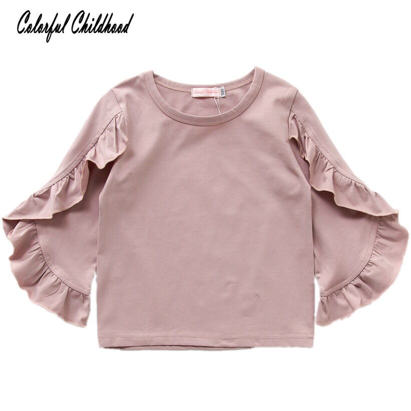 Barn baby jente bluse vår høst søt småbarn barn bluse volangert langermet blomster rosa skjorte klær bluse jenter