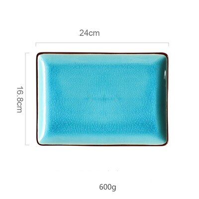 Smalto per ghiaccio smalto stoviglie in ceramica piatti per la casa ciotole di riso piatti di pesce al vapore piatti da pranzo in porcellana blu piatto da Dessert: rect plate L