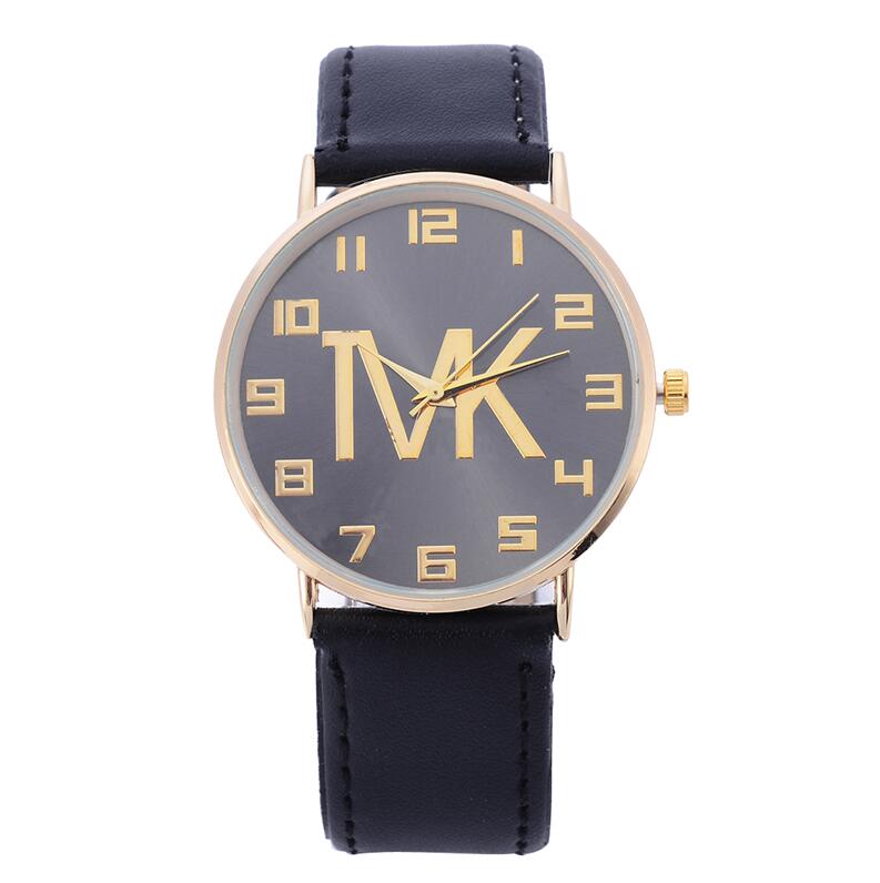 Top luksusmærke simpelt casual quartz ur kvinder rosenrød guld læderrem ure dame armbåndsur ur: Sort