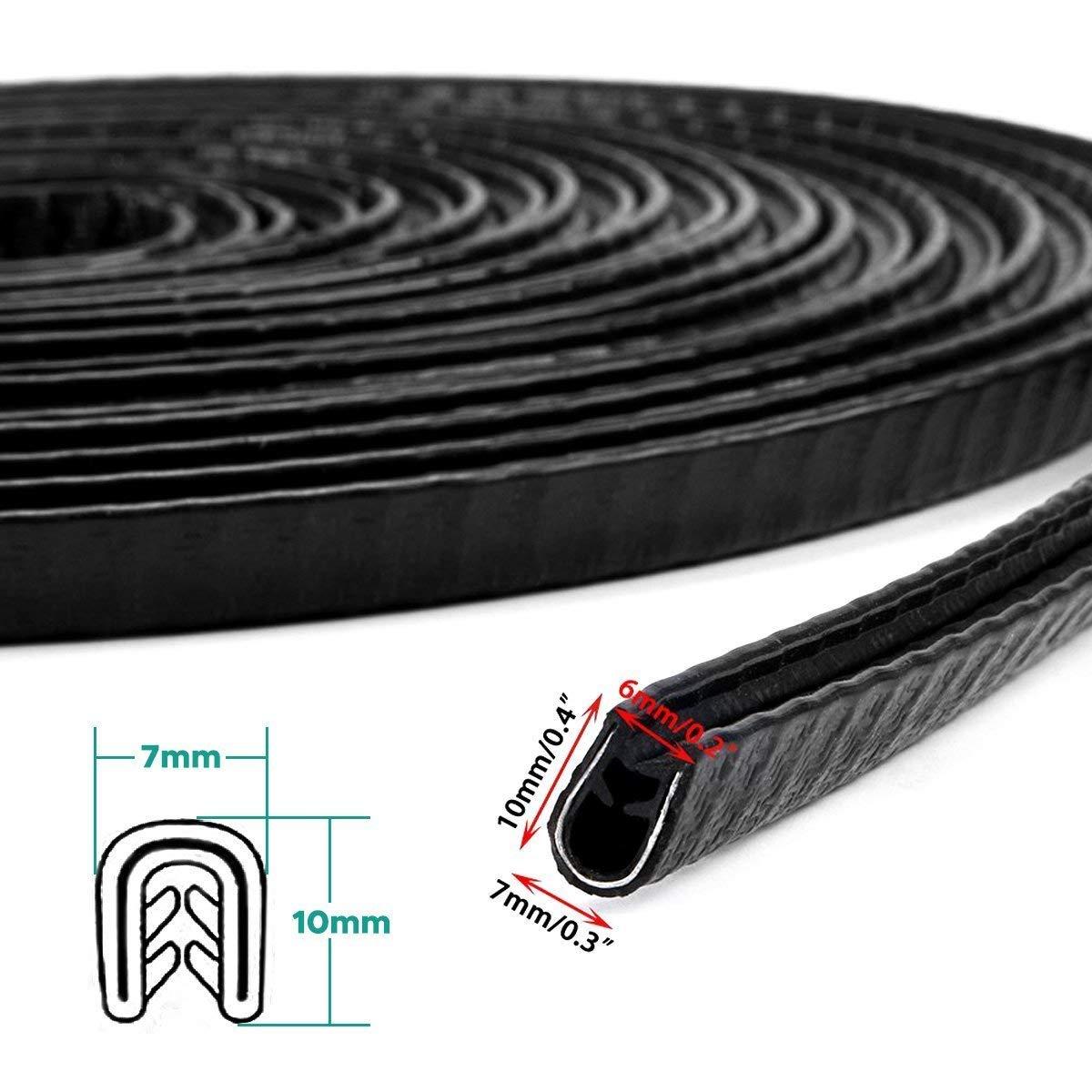 Protectores de borde de puerta de coche de 16 pies, borde de goma Flexible embellecedor para coches, barcos, vehículos y equipo de Vidrio Metálico, tiras protectoras de sellado