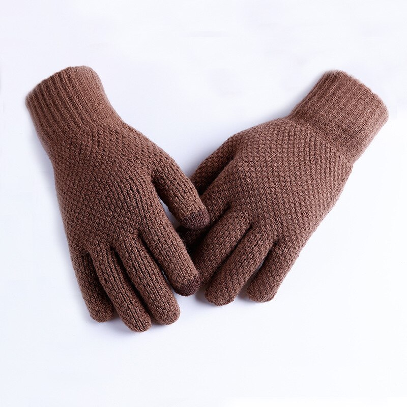 Winter Handschoenen Mannen Koreaanse Stijl High Touch Screen Mannetjes Dikker Warm Houden Heren Top Wanten Alle Match Breien: Khaki