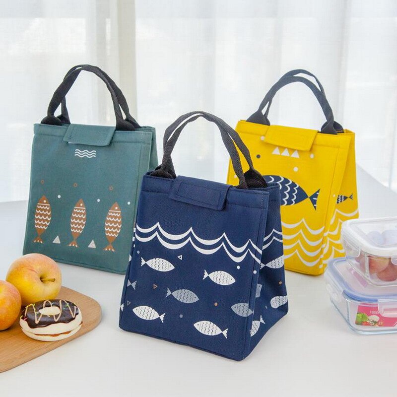 1PCs/Set Fresh Insulation Cold Bales Thermal Oxford Lunch Bags Waterproof Convenient Leisure Bags Cute Fish Tote Bags Bolsas