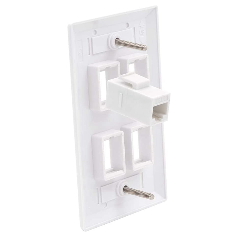 4 Port Keystone Wall Plate (10-Pack), Single Gang Wall Plates For RJ45 Keystone Jack And Modular Inserts,White