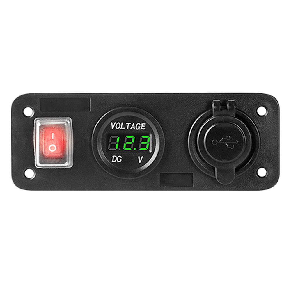 12v bil cigarettænder stik dobbelt usb adapter oplader digital voltmeter med no/off kontakt til bil båd lastbil usb oplader: Grøn