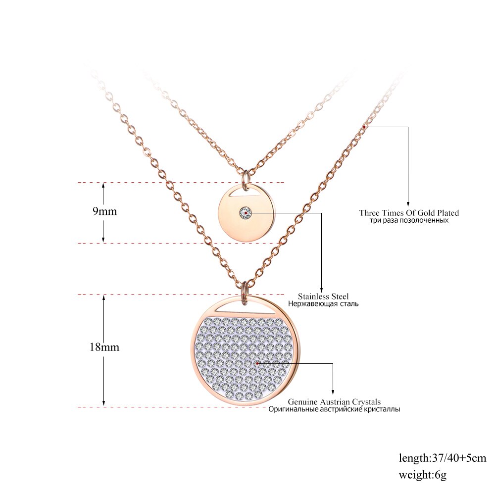 Lokaer Rvs Sieraden 2 Lagen Steentjes Ronde Vorm Ketting Rose Goud Kleur Ketting Jaar N18281