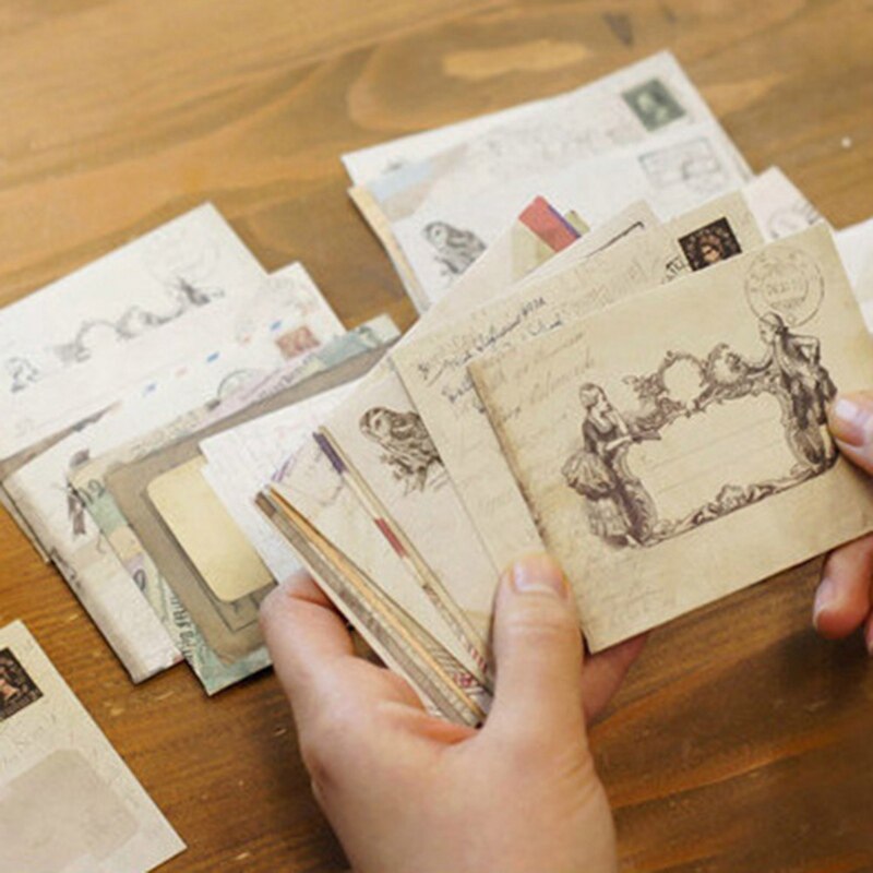 12 Stks/set Vintage Kleine Mini Kraftpapier Venster Enveloppen Huwelijksuitnodiging Envelop Cadeau Envelop Presenteert