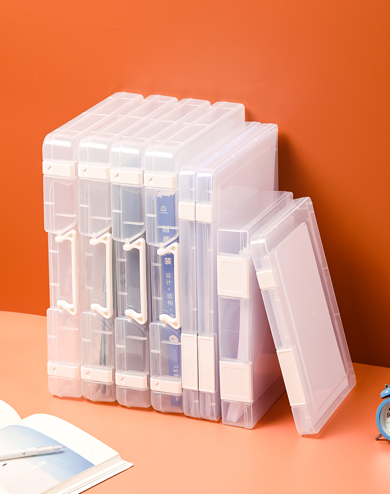 Clear Paper Storage Box,Plastic Scrapbook Paper Storage Organizer with Handle for Paper,Portable Craft Paper,Board Game Storage