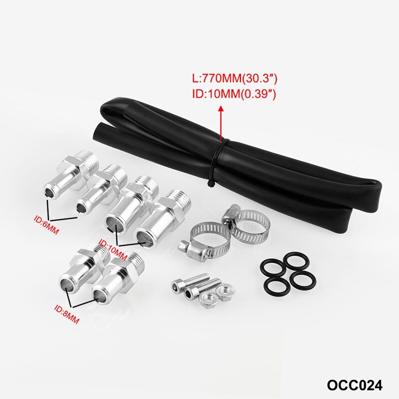 Baffled Universal Oil Catch Can Reservoir Tank Kit with 3/8 Inch NBR Fuel Line and Steel Wool Aluminum Blue 300Ml