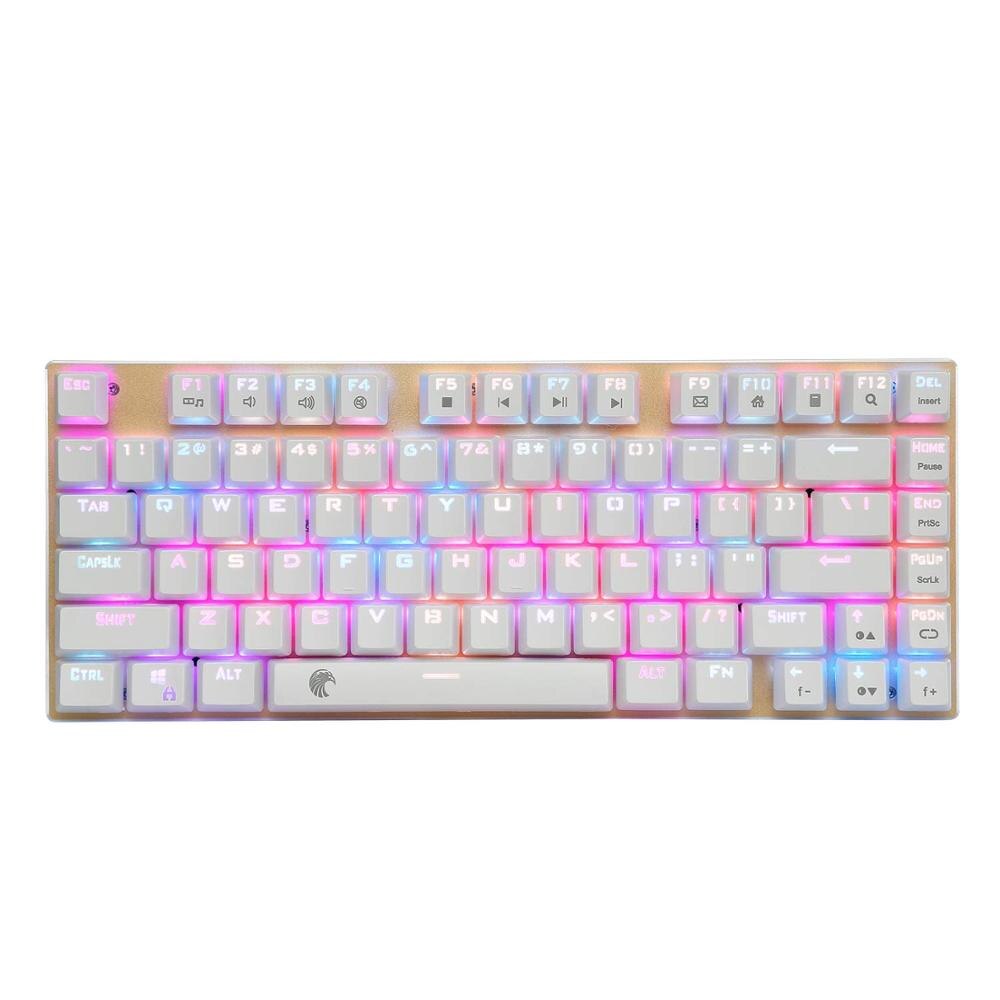 Z -88 litet mekaniskt tangentbord rgb bakgrundsbelyst 81 nycklar kompakt storlek usb-kabel mekaniskt spelmekaniskt tangentbord: Guld- / Blå brytare