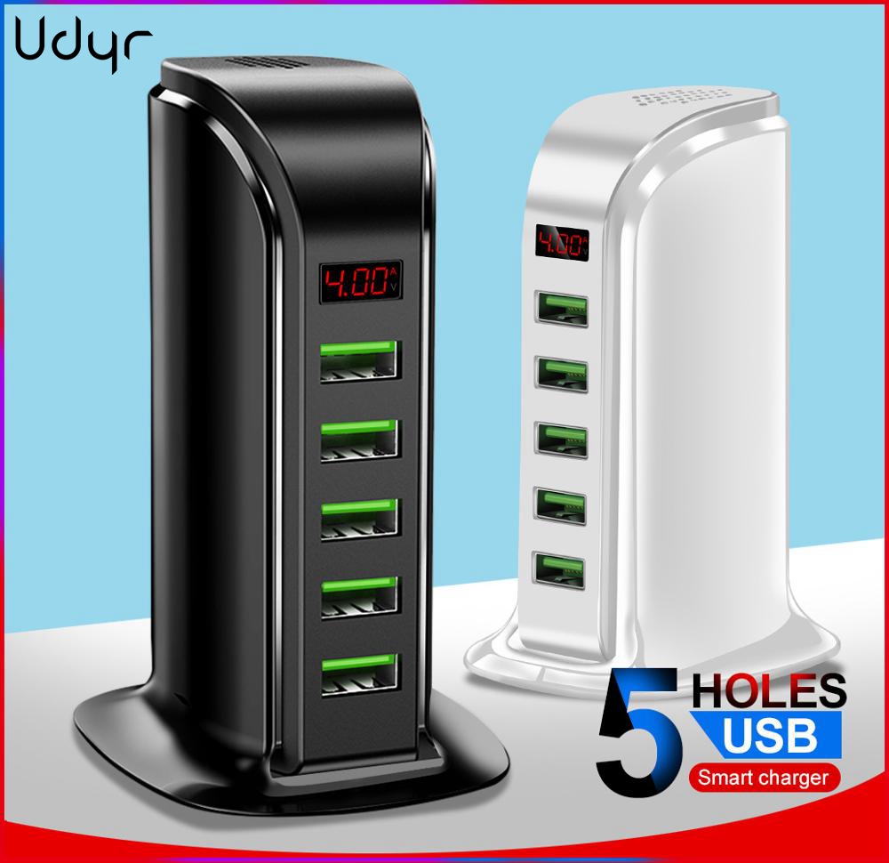 Udyr 5 Hafen USB Ladegerät Hub LED-anzeige Multi USB Ladestation Dock Universal- praktisch Schreibtisch Zauberstab Hause Ladegeräte EU UNS