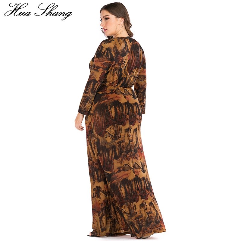 6XL Plus Größe Abayas Muslimischen Kleid Frauen Herbst Winter Langarm retro Druck Jahrgang max Lange Kleider Dubai Islamische Kleidung