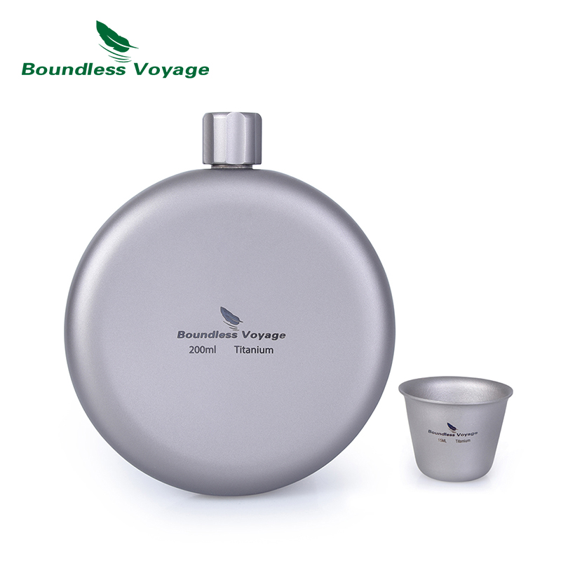 Grenzeloze Voyage Camping Titanium Heupfles Met Trechter Draagbare Ronde Sport Fles Water Wijn Whisky Drinkwaren 7Oz 200Ml