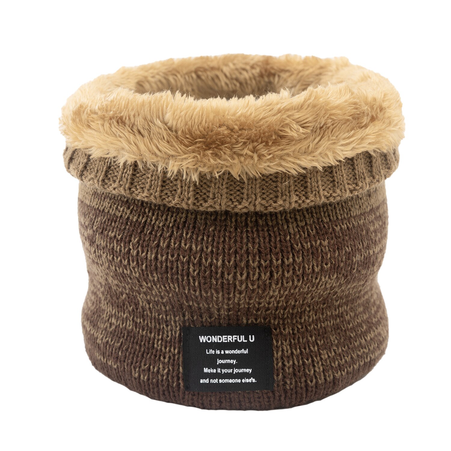 Winter Unisex Warm Knitted Ring Scarf Fleece Inside Elastic Knit Plush Scarves Men Women Thick Warmers Cotton Snood Neck Ring: 3