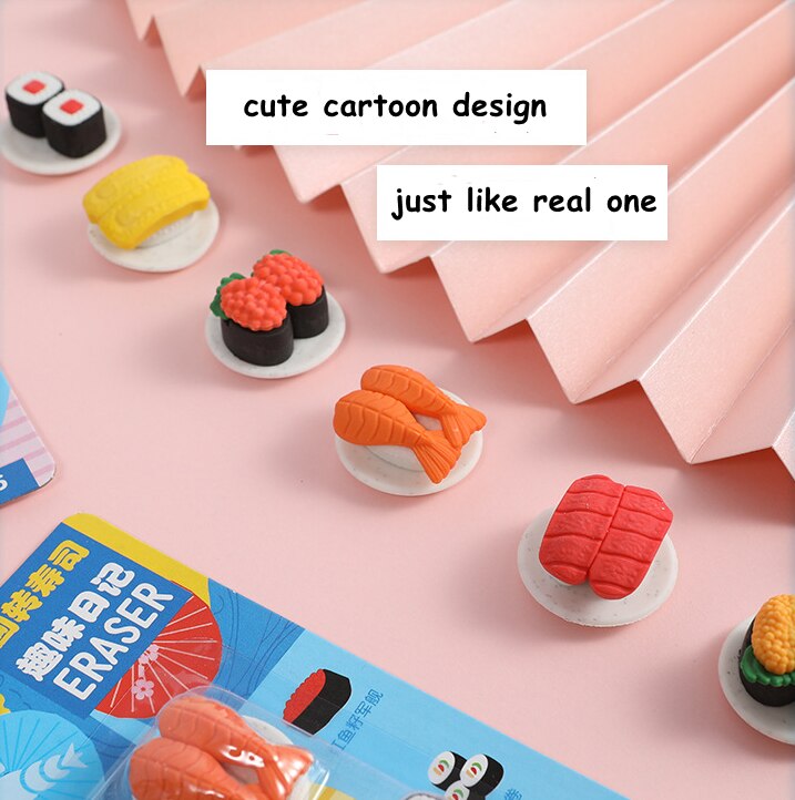 1Ser SchöNe Sushi essen Radiergummi Einfach Bleistifte Reinigung Zeichnung Skizze Schreiben Gummi Für Mädchen freundlicher Schüler Schule Schreibwaren