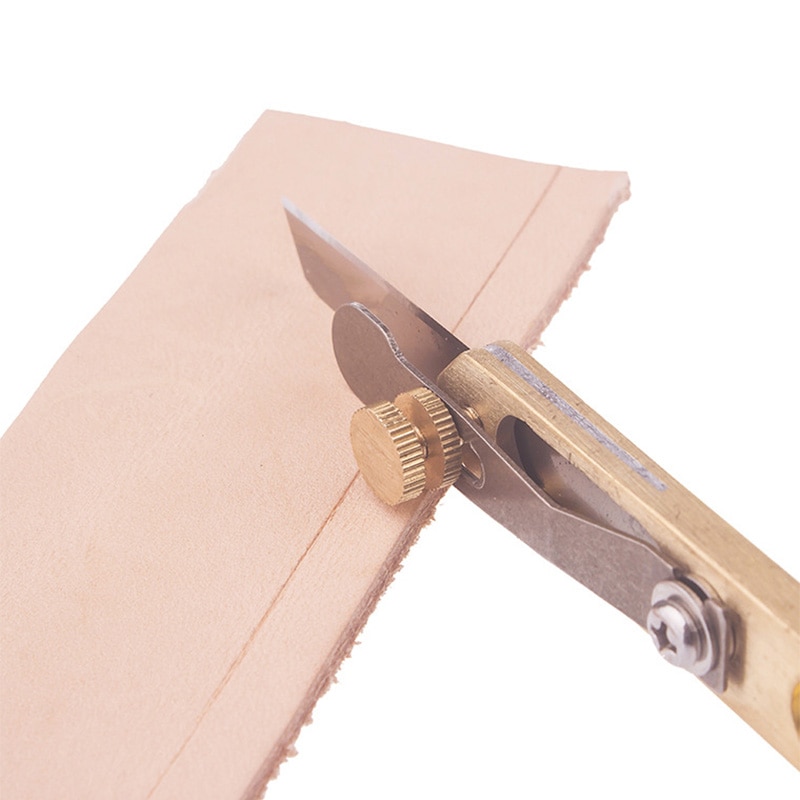 Cortador de incisiones para artesanía de cuero, cuchillo de corte de cobre para cuchilla de cuero cortada en tiras, herramienta de corte de cuero, 1 ud.