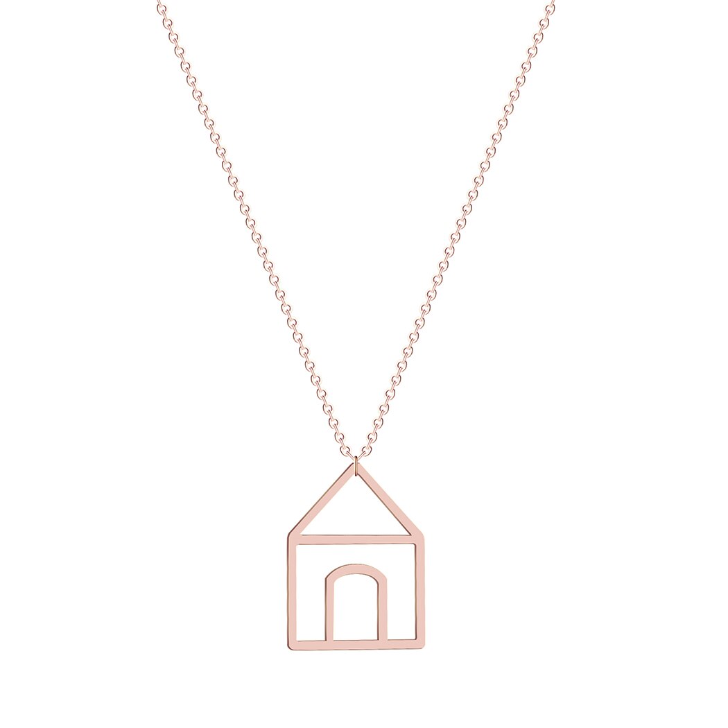QIMING Minimalistischen Wenig Haus Anhänger Halskette Für Frauen Geometic Schmuck Romantische Hause Einfache Halskette