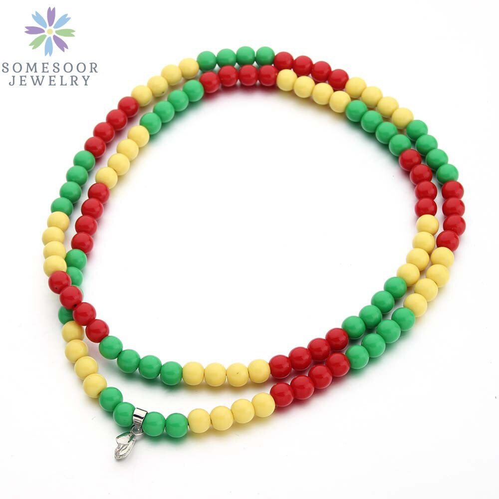 SOMESOOR-collar de cadena con cuentas redondas para hombre y mujer, cadena colorida de 45cm de longitud, accesorios colgantes hechos a mano, joyería