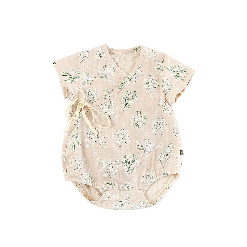 0-24M Pasgeboren Kimono Nachtkleding Baby Meisje Jongens Rompertjes Jumpsuit Korte Mouw Bloemenprint Badjas Zomer Baby Vastgebonden kimono: A / 18m