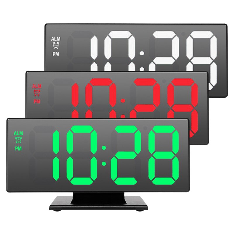 Alarm Clock LED Digital Clock Multi-function Mirror Snooze Display Time Night LCD Table Lamp Desktop Home Decoration Clock