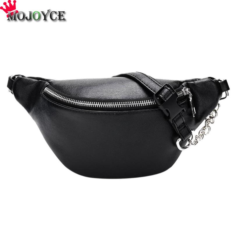 PU Leather Fanny Waist Pack Women Shoulder Chest Belly Belt Handbags Female Crossbody Handbag Fanny Pack Bum Bag Sac Banane: Black