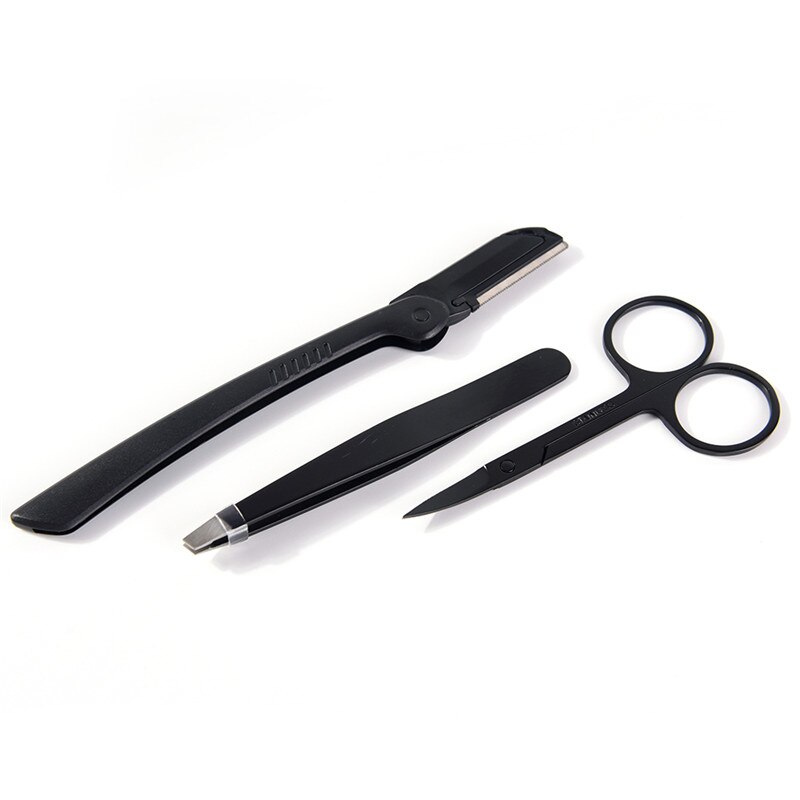 3pcs/set Stainless Steel Eyebrow Cutter Eyebrow Scissors Eyebrow Knife Thrush Set Women Girl Makeup Beauty Tools