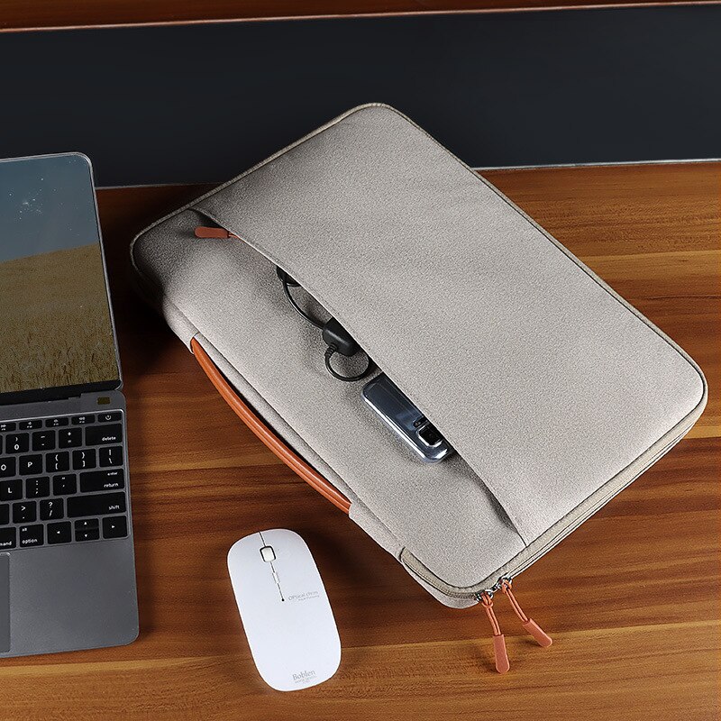 Tophigh Soft Laptop Sleeve Bag Voor Macbook Pro Air 13.3 14 15.4 Inch Business Notebook Canvas Cover Case