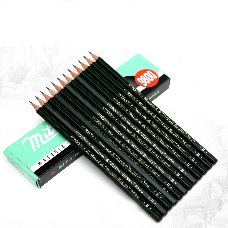 12 stücke Japan 9800 Beruf Zeichnung Bleistift einstellen Anti-brechen Blei 2B-8H Skizze Bleistifte für Schule Kreide Graphit Kunst bleistifte